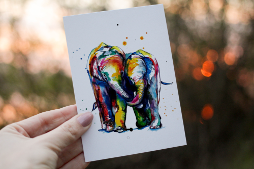 Elephant Birthday Card, Elephant Custom Birthday Card - Click Image to Close